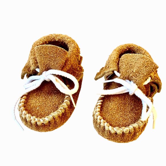 Genuine Buffalo Leather Baby Infant Moccasin Booties size 1 - 0-3 months NEW USA - Picture 9 of 16